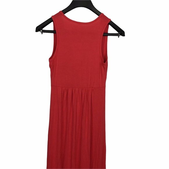 Loveappella V-Neck Jersey Long Maxi Dress Empire Waist V-neck Pink Womens Small - Picture 6 of 7